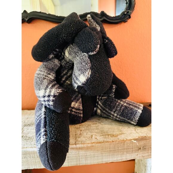 Vintage Plush Maine Patchwork Co Moose Blue/Purple Sits a 15" Tall - Picture 7 of 7